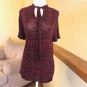 Black/red top with mock and back tie XS